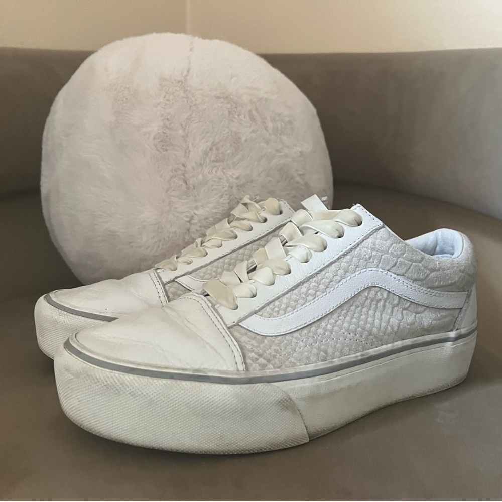 Vans Adult M 6.5 W 8.5 Old Skool Skate Shoes 721256 Snakeskin Low Top Ivory